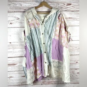 Blue velvet NWT s/m for Patchwork Hooded Jacket poncho